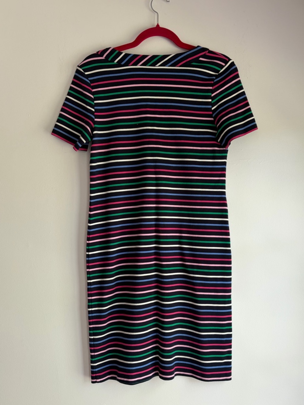 Talbots 100% Cotton Striped Short Sleeve Knit Midi Dress With Bow Size M - Picture 4 of 5